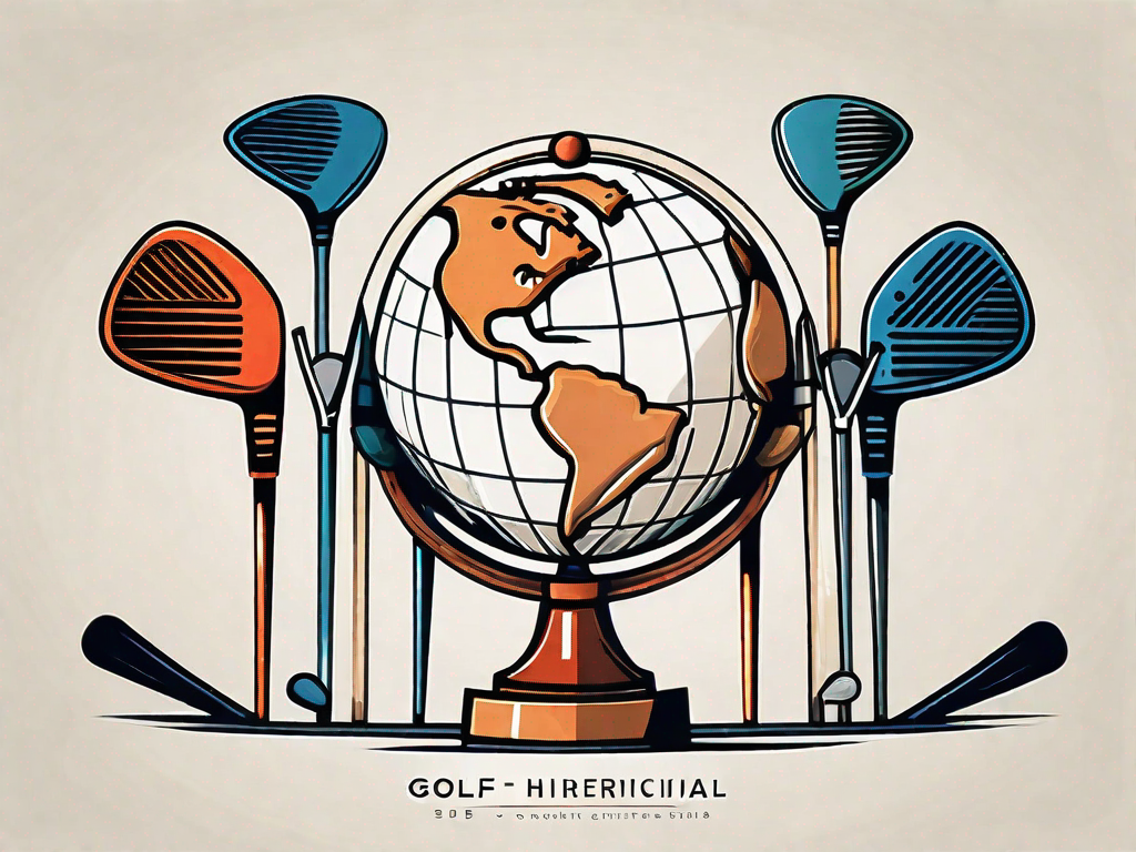 Various golf clubs arranged in a hierarchical manner