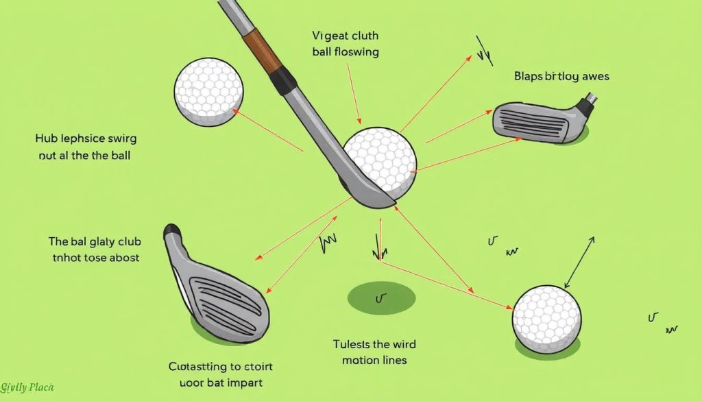 Golf impact analysis showing club face angles