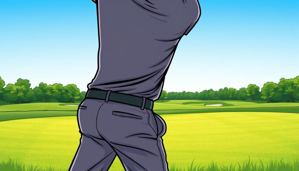 Golf shoulder turn and hip rotation