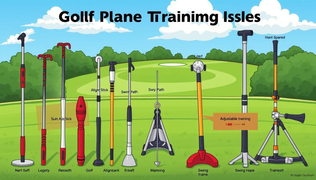 Golf swing plane training aids