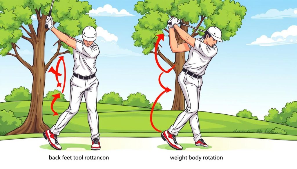 Golf swing weight transfer and body rotation