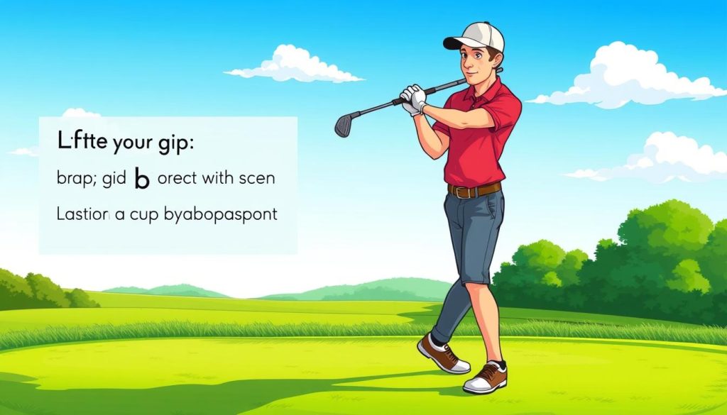 Left-handed golf stance and grip